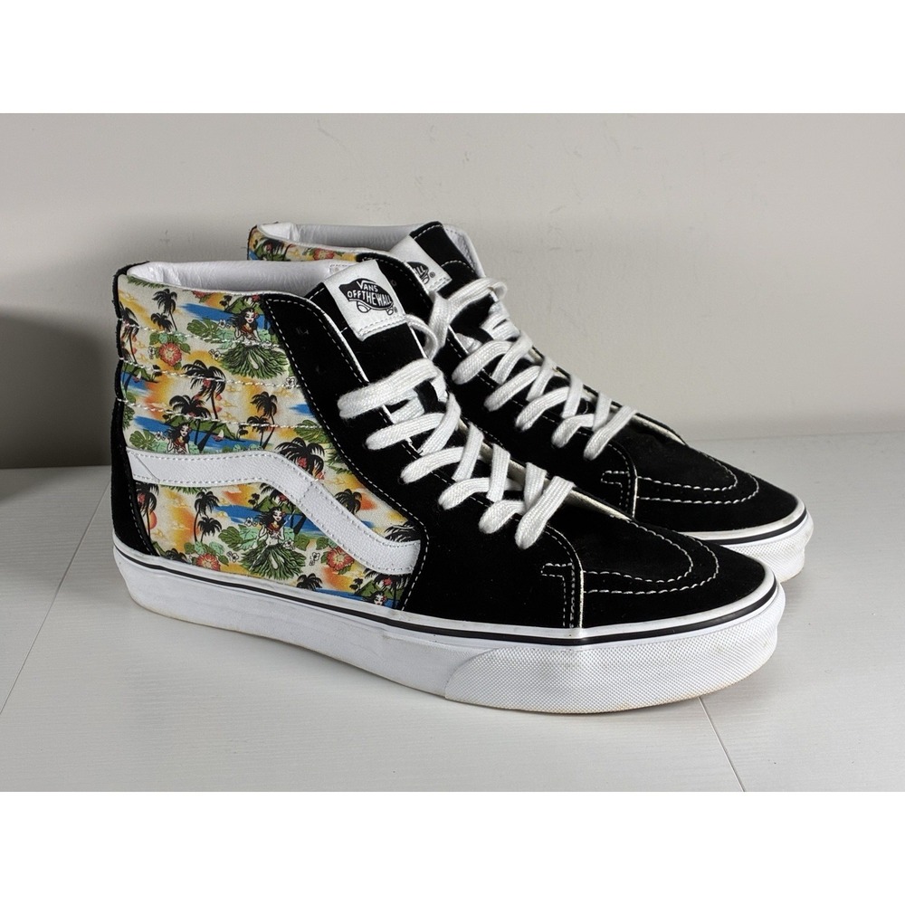 Vans Shoes Men 10.5 Sneakers Sk8 Hi Aloha Suede Canvas Print Skate High Top